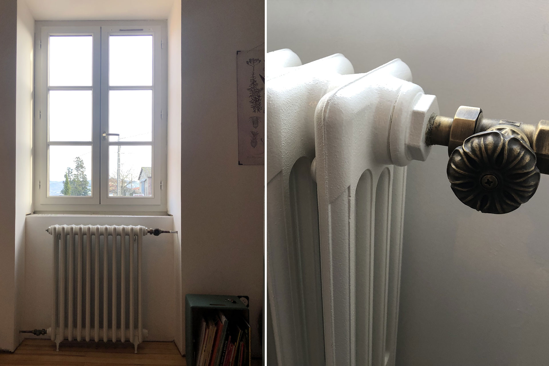 Installation de radiateurs en fonte retro en rénovation à Chazay d